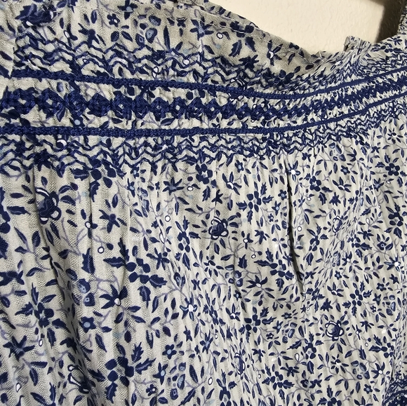 Madewell Jeanette Top in Florentine Floral In Blue Cropped Ruffle NWT Size M - Picture 7 of 14